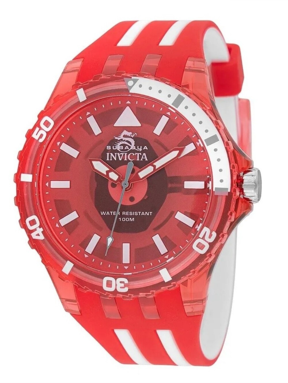 69450 Invicta Subaqua Men's Analog Watch - 44mm Red Case Red White Silicone Band